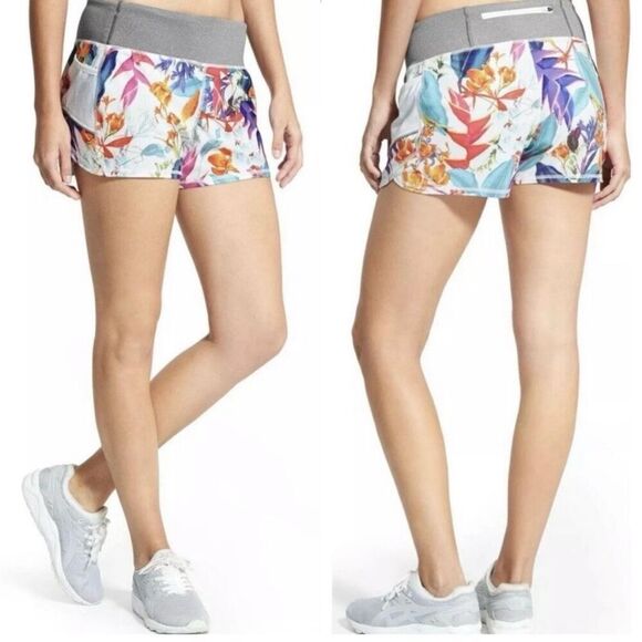 Athleta Womens Tropical Lilies Ready Set Go Shorts size Small - Picture 1 of 10